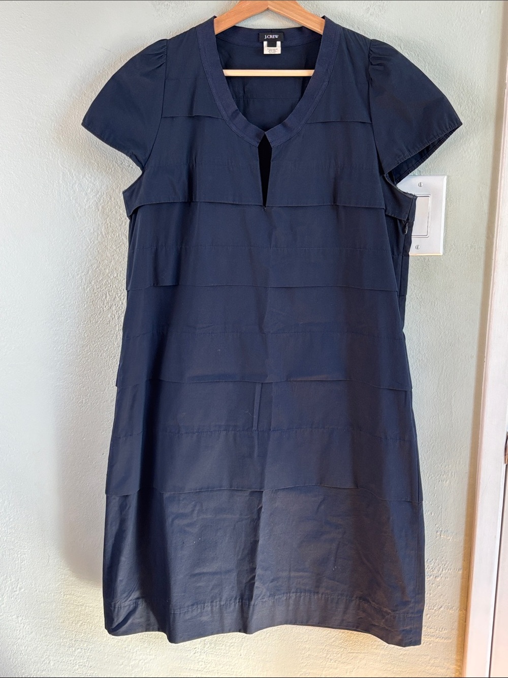 J. Crew Navy Layered Short-Sleeve Shift Dress